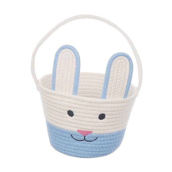 2 Bunny Ear Rope Easter Baskets - Blue and Pink Options - Picture 4 of 4